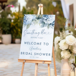 Something Blue Hydrangea Welcome Bridal Shower Acr Acrylic Sign