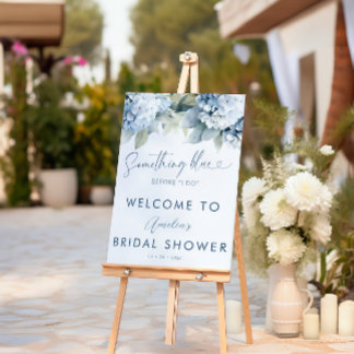 Something Blue Hydrangea Welcome Bridal Shower Acrylic Sign