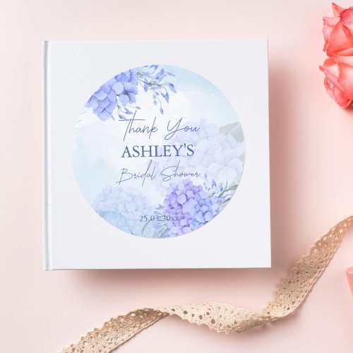 Something blue hydrangeas elegant bridal shower classic round sticker