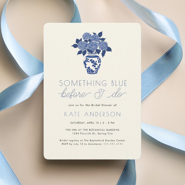Something Blue Hydrangeas Modern Bridal Shower Invitation (Creator Uploaded)