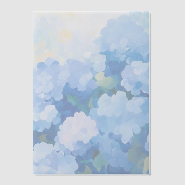 Something Blue Hydrangeas Painting Wedding Vellum Invitations (Front)