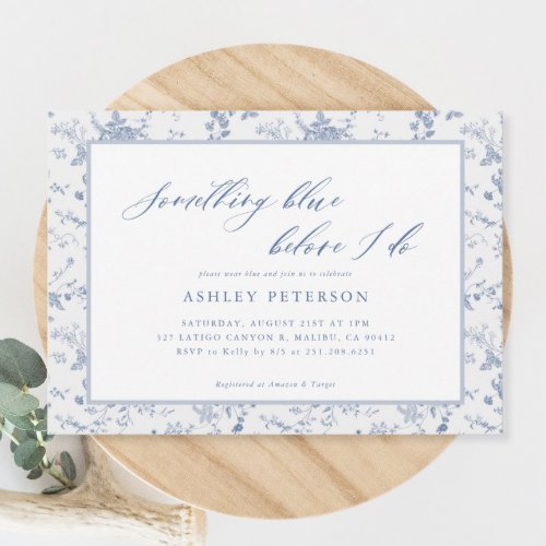  Something Blue I Do Vintage Floral Bridal Shower Invitation