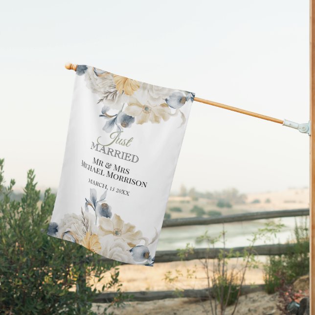 SOMETHING BLUE-  JUST MARRIED Wedding  House Flag (Insitu (Back))