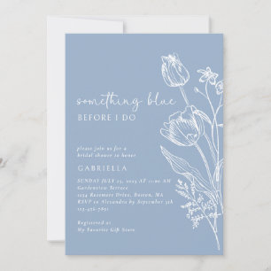 Something Blue Line Art Floral Bridal Shower Invitation