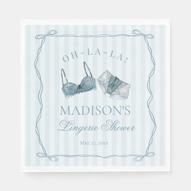 Something Blue Lingerie Shower Bachelorette Party Napkins (Front)
