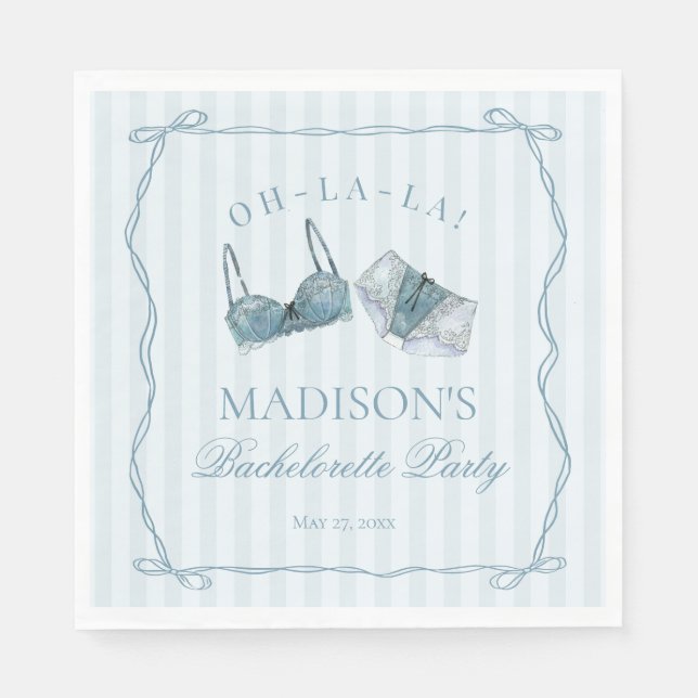 Something Blue Lingerie Shower Bachelorette Party Napkins (Front)