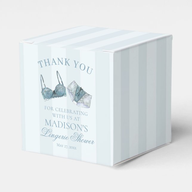 Something Blue Lingerie Shower Bridal Dessert Favor Boxes (Front Side)