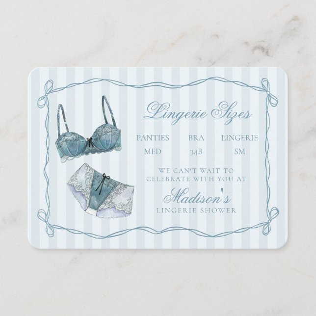 Something Blue Lingerie Sizes Shower Invitation (Front)