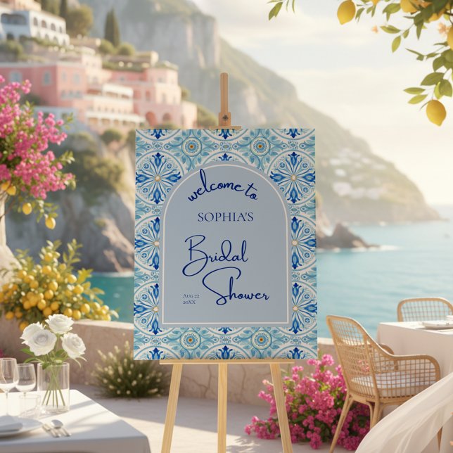 Something Blue Mediterranean Bridal Shower Welcome Foam Board (Creator Uploaded)