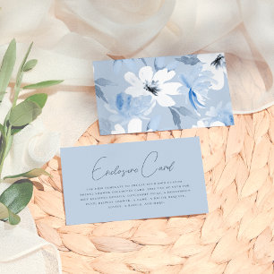 Something Blue   Modern Floral Bridal Shower Enclosure Card