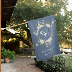 Something Blue MR & MRS Wedding House Flag