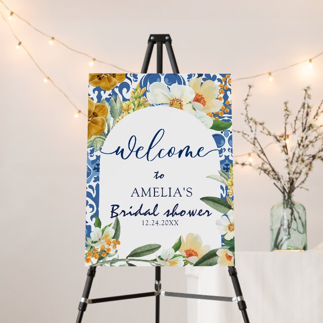 Something blue Navy blue Bridal Shower Welcome  Foam Board (In Situ (Stand))
