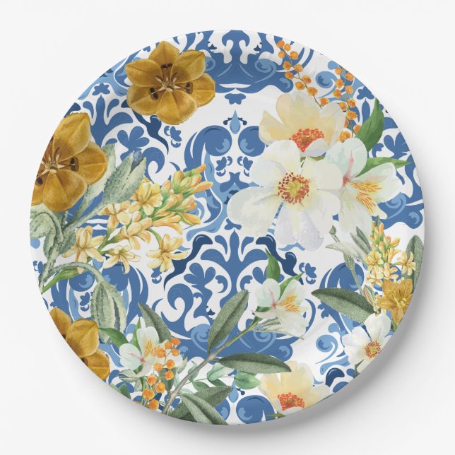 Something blue Navy blue Bridal Shower Welcome  Paper Plates (Front)