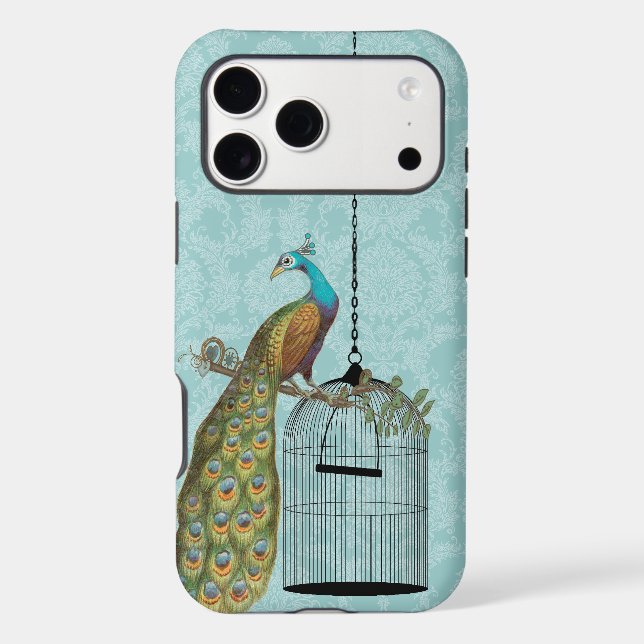 Something Blue Peacock Birdcage Damask iTouch Case (Back)