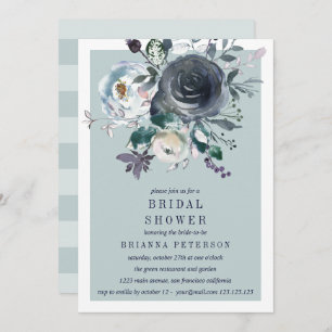 Something Blue   Peony Floral Bridal Shower Invitation