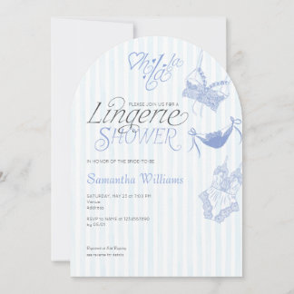 Something Blue Preppy Lace Lingerie Bridal Shower Invitation