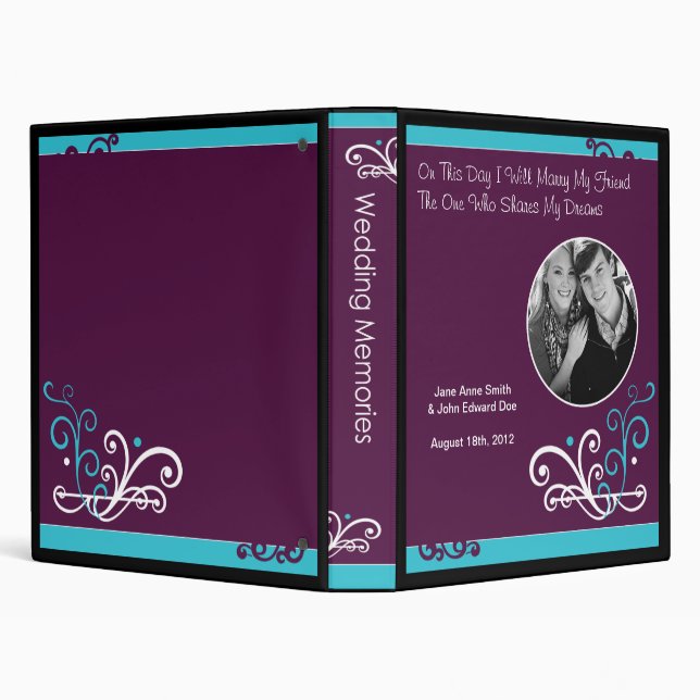 Something Blue Purple Scroll Wedding Memory Book Binder (Background)
