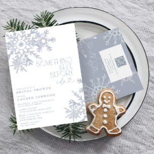 Something Blue QR Snowflake Winter Bridal Shower Invitation