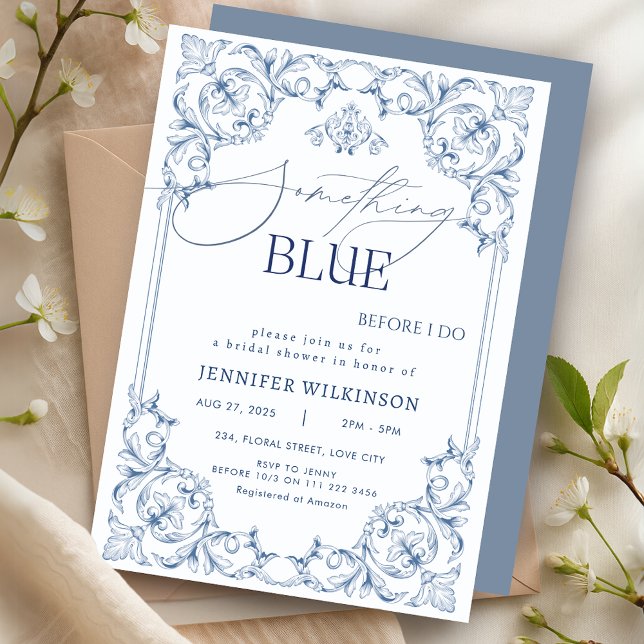 Something Blue Regency Vintage Bridal Shower Invitation (Something Blue Regency Vintage Bridal Shower Invitation)