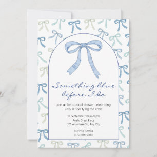 Something Blue Ribbon Bow Bridal Shower Invitation