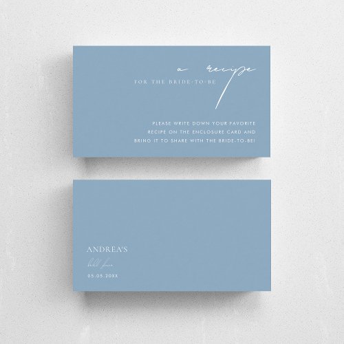 Something Blue Script Recipe Request Bridal Shower Enclosure Card