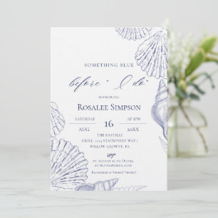 Something Blue Shells Beach Elegant Bridal Shower Invitation