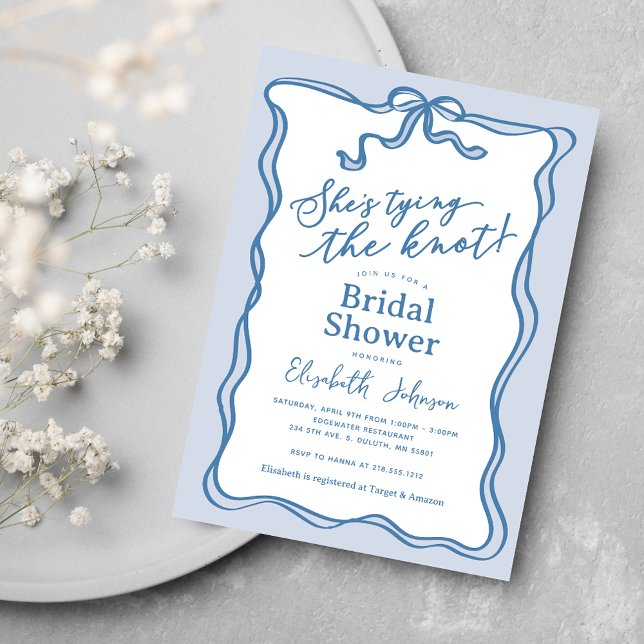 Something Blue She's Tying the Knot Bridal Shower Invitation (Creator Uploaded)