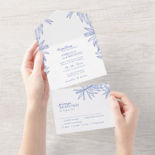 Something Blue Simple Botanical All In One Invitation