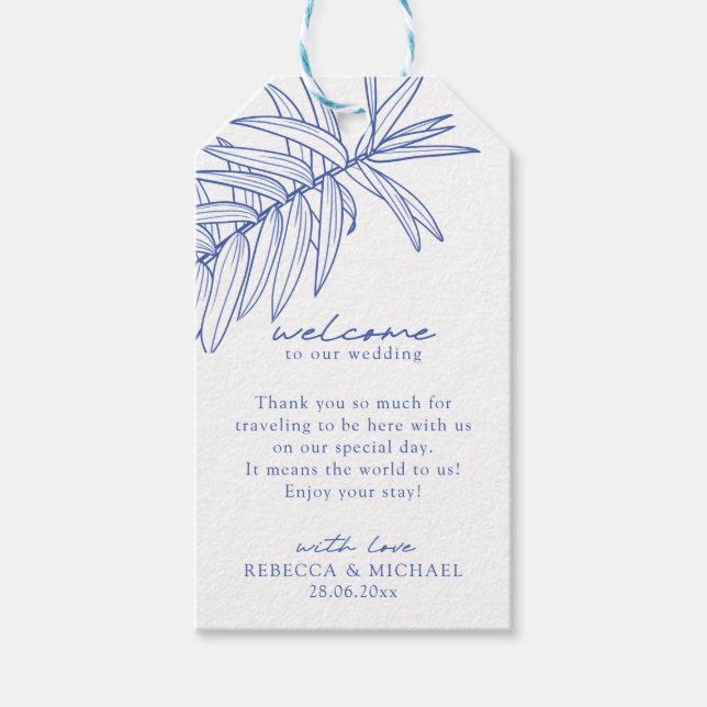 Something Blue Simple Botanical Gift Tags (Front)