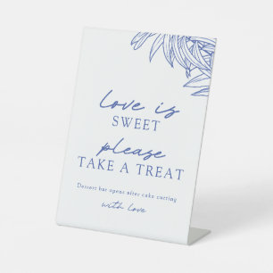 Something Blue Simple Botanical Love Is Sweet Pedestal Sign