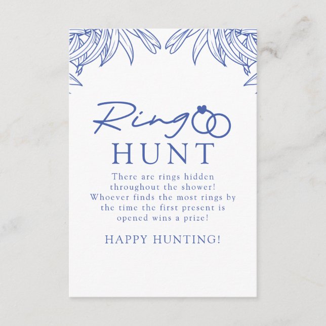 Something Blue Simple Botanical Ring Hunt Bridal Enclosure Card (Front)
