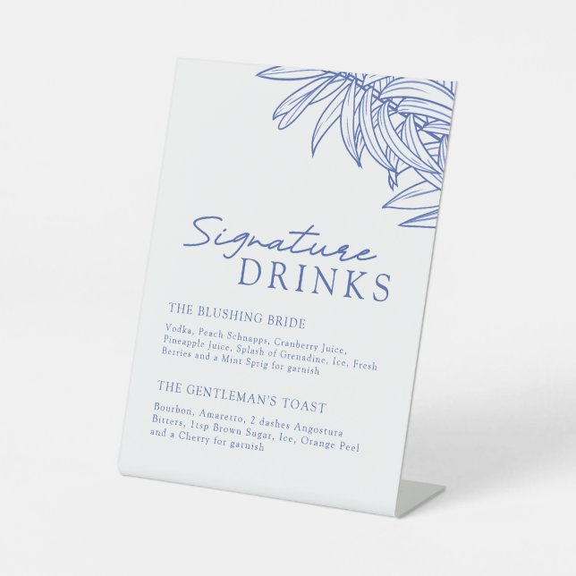 Something Blue Simple Botanical Signature Drinks   Pedestal Sign (Front)