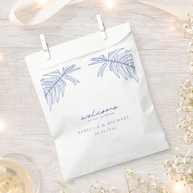 Something Blue Simple Botanical Wedding  Favor Bag (Clipped)