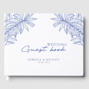Something Blue Simple Botanical Wedding  Guest Book