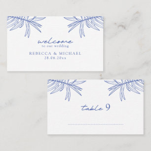 Something Blue Simple Hand Drawn Botanical Flat  Place Card