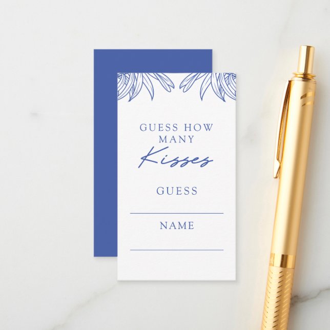 Something Blue Simple Leaves Guess How Many Kiss Enclosure Card (Front/Back In Situ)