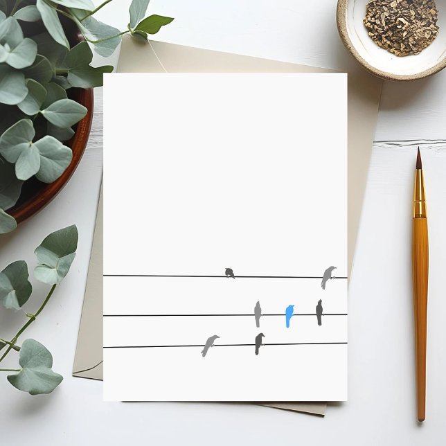 Something Blue | Simplistic Bird Sky Painting Postcard (Creator Uploaded)