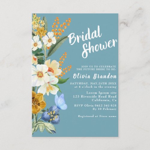 Something blue Spring Garden flowers Bridal shower Enclosure Card