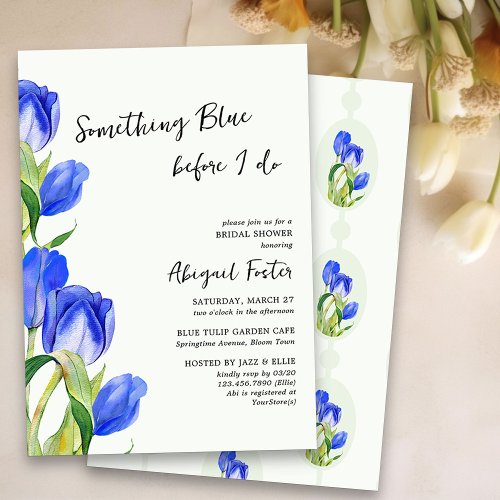 Something Blue Spring Tulip Flowers Bridal Shower Invitation
