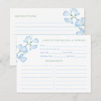 Something Blue Sweet Pea Bridal Shower Recipe Card