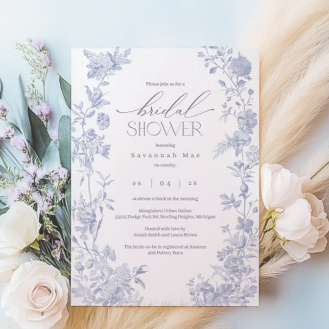 Something Blue Toile Bridal Shower Invite | Delft  (Creator Uploaded)