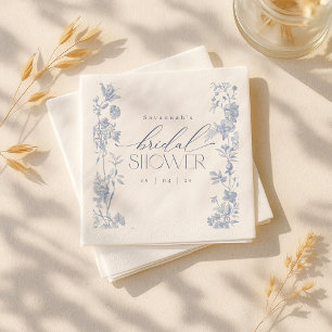 Something Blue Toile Bridal Shower Invite Delft Paper Dinner Napkins