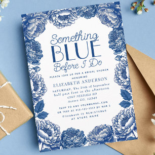 Something Blue Toile De Jouy Floral Bridal Shower Invitation