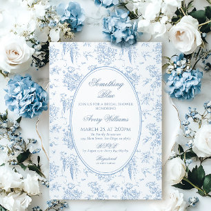 Something Blue Toile Floral Vintage Bridal Shower Invitation