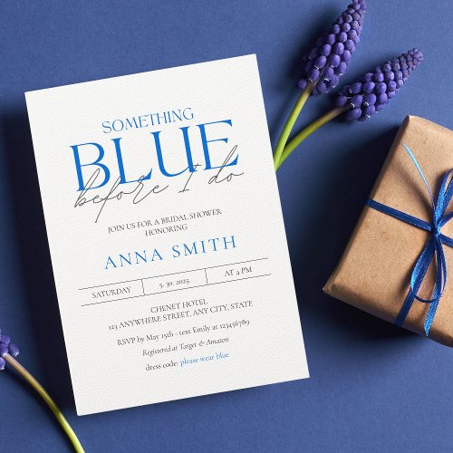 Something Blue Unique Bridal Shower Theme Invitation