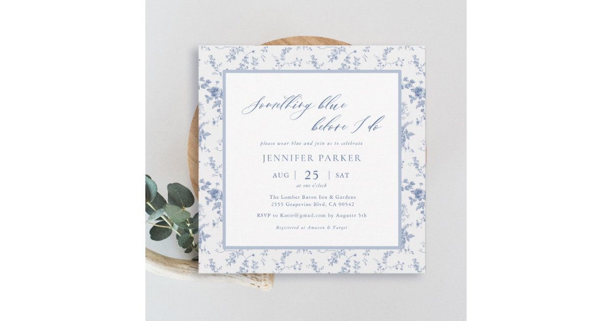 Something Blue Victorian Bridal Shower Invitation | Zazzle