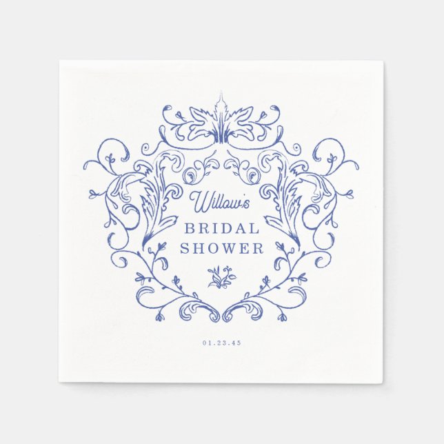 Something Blue Victorian Bridal Shower Napkins (Front)