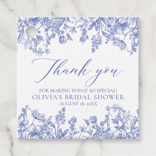 Something Blue Victorian Floral Bridal Shower Favor Tags