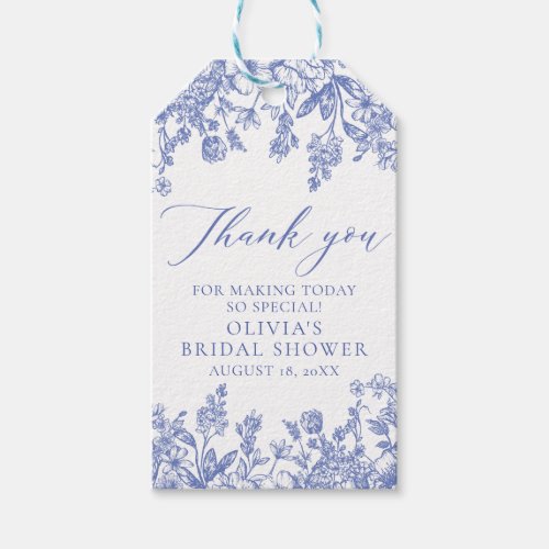 Something Blue Victorian Floral Bridal Shower Gift Tags