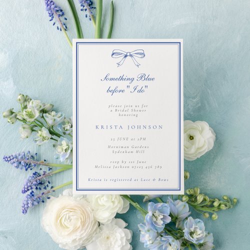 Something Blue Vintage Bow Bridal Shower Invitation